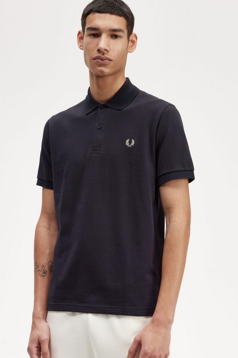 Navy / Light Oyster Fred Perry M3 Men's Polo Shirts | BSGSD89756