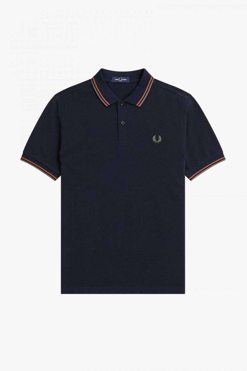 Navy / Nut Flake / Field Green Fred Perry M3600 Men's Fred Perry Shirt | BSGSD62044