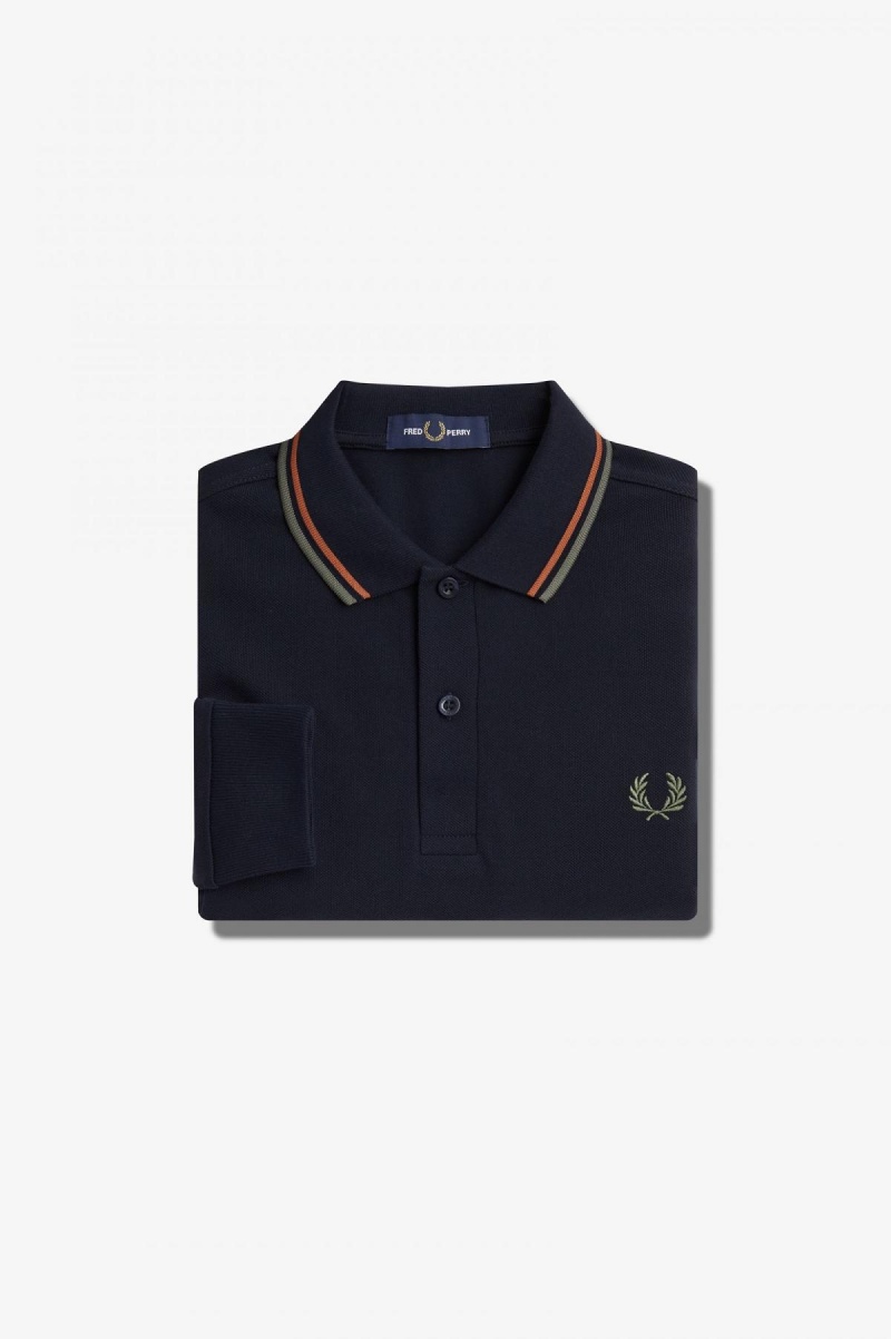 Navy / Nut Flake / Field Green Fred Perry M3636 Men's Polo Shirts | DSGKV76798