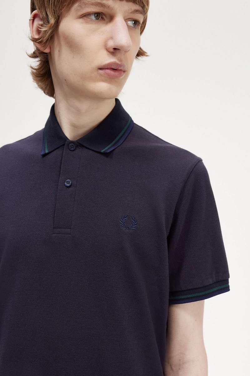 Navy / Petrol Blue / French Navy Fred Perry M12 Men's Polo Shirts | MSGFT25535