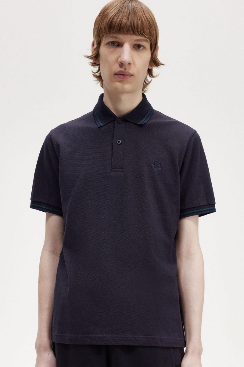 Navy / Petrol Blue / French Navy Fred Perry M12 Men's Polo Shirts | MSGFT25535