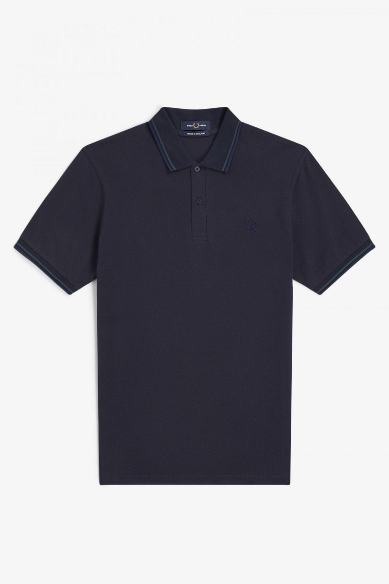 Navy / Petrol Blue / French Navy Fred Perry M12 Men's Fred Perry Shirt | ZSGNQ56806