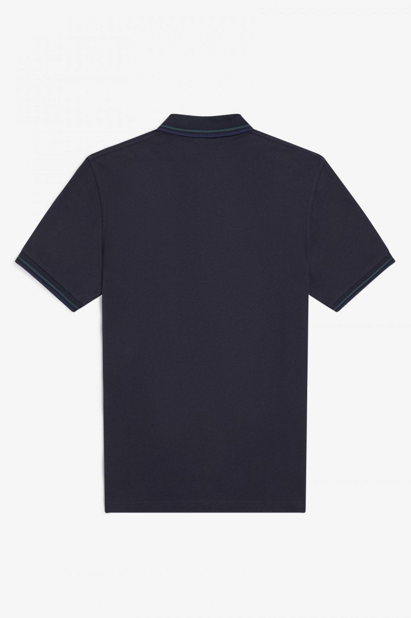 Navy / Petrol Blue / French Navy Fred Perry M12 Men's Fred Perry Shirt | ZSGNQ56806