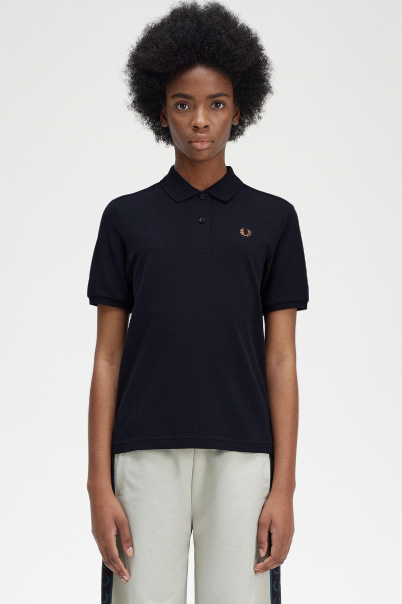 Navy / Shaded Stone Fred Perry G6000 Women's Fred Perry Shirt | MSGHR48944