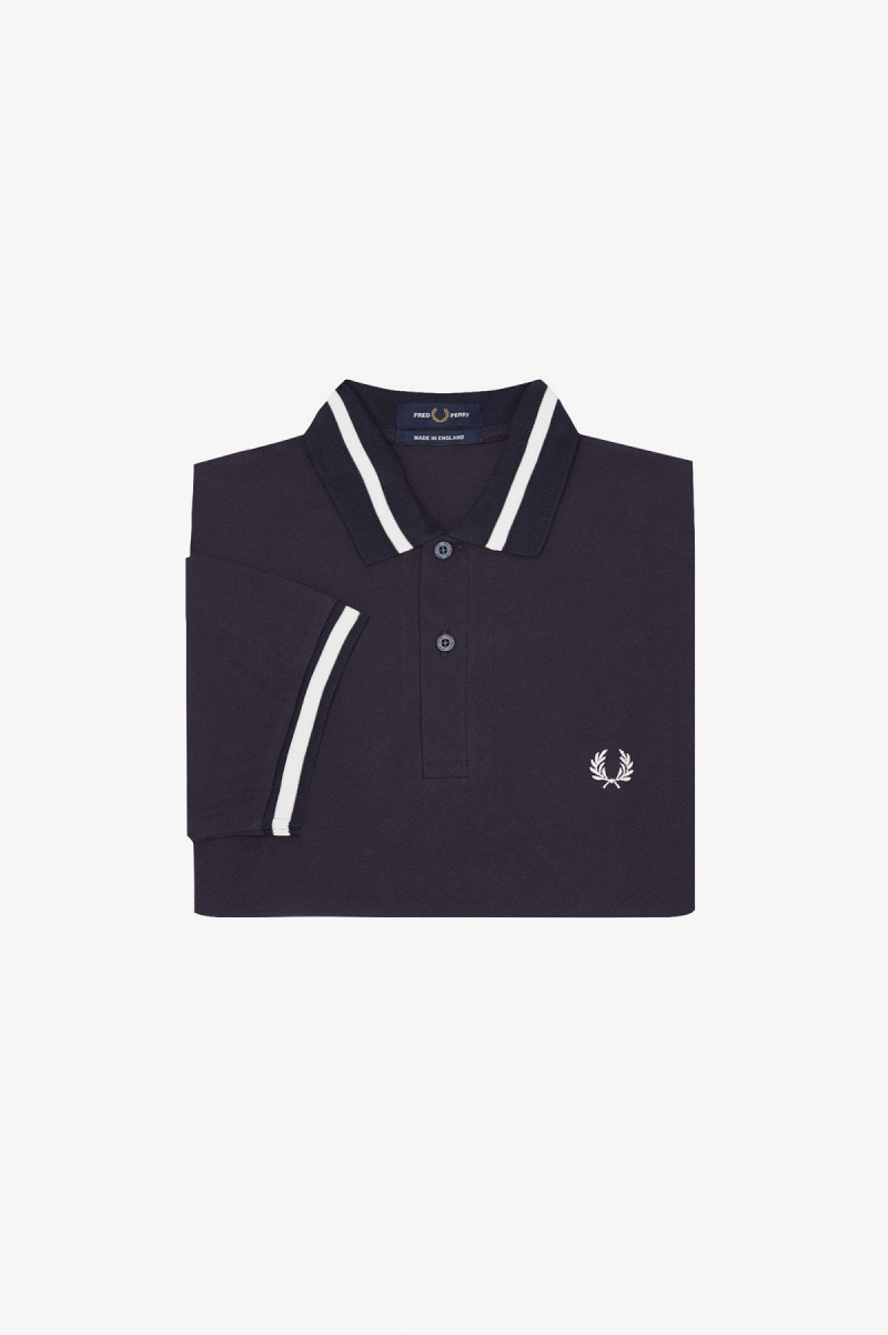 Navy / Snow White Fred Perry M2 Men's Polo Shirts | TSGWZ47875