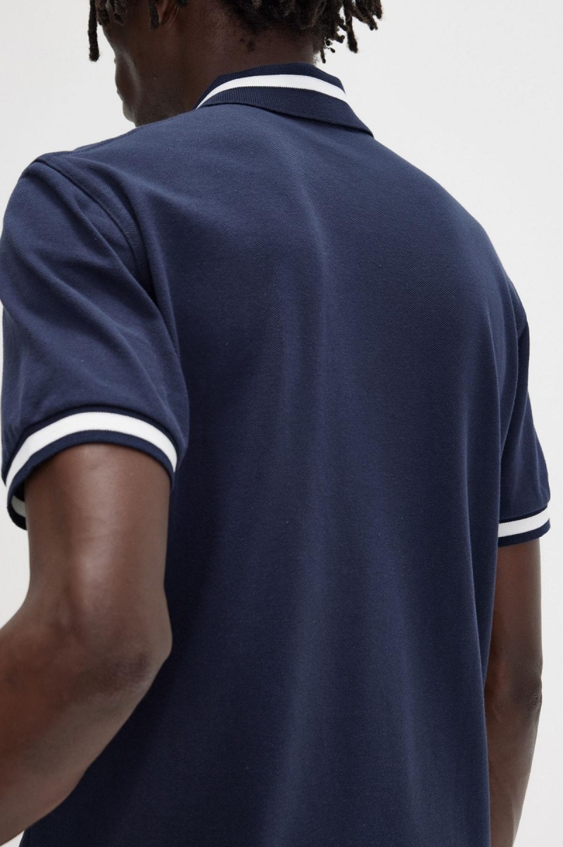 Navy / Snow White Fred Perry M2 Men's Polo Shirts | TSGWZ47875