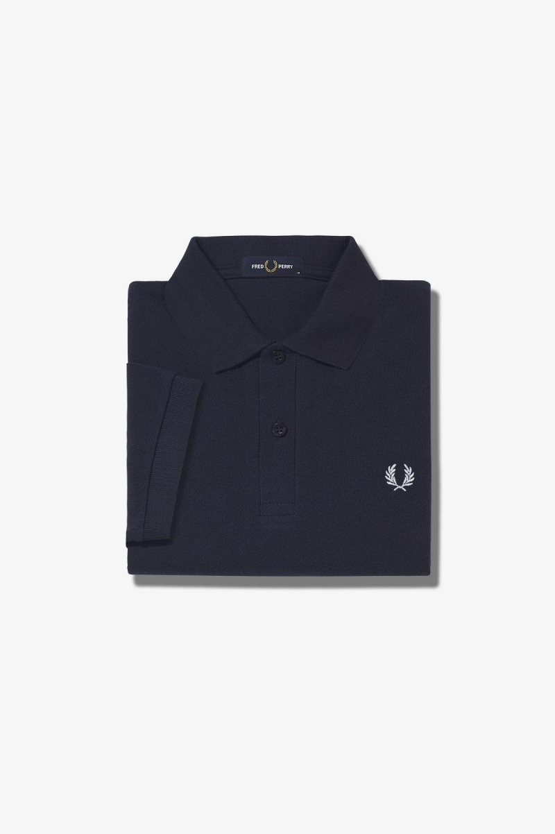 Navy / Snow White Fred Perry M6000 Men\'s Fred Perry Shirt | SGCIF48502