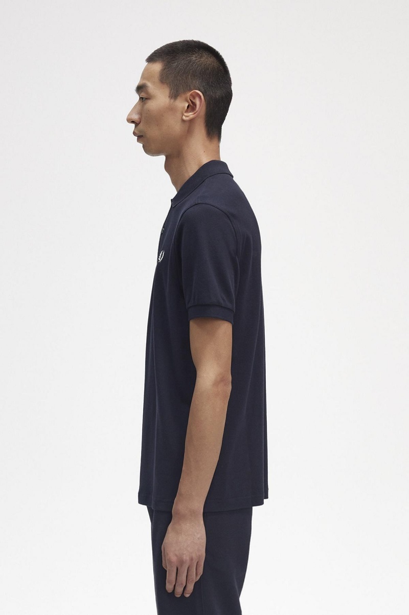 Navy / Snow White Fred Perry M6000 Men's Polo Shirts | ZSGMJ60495