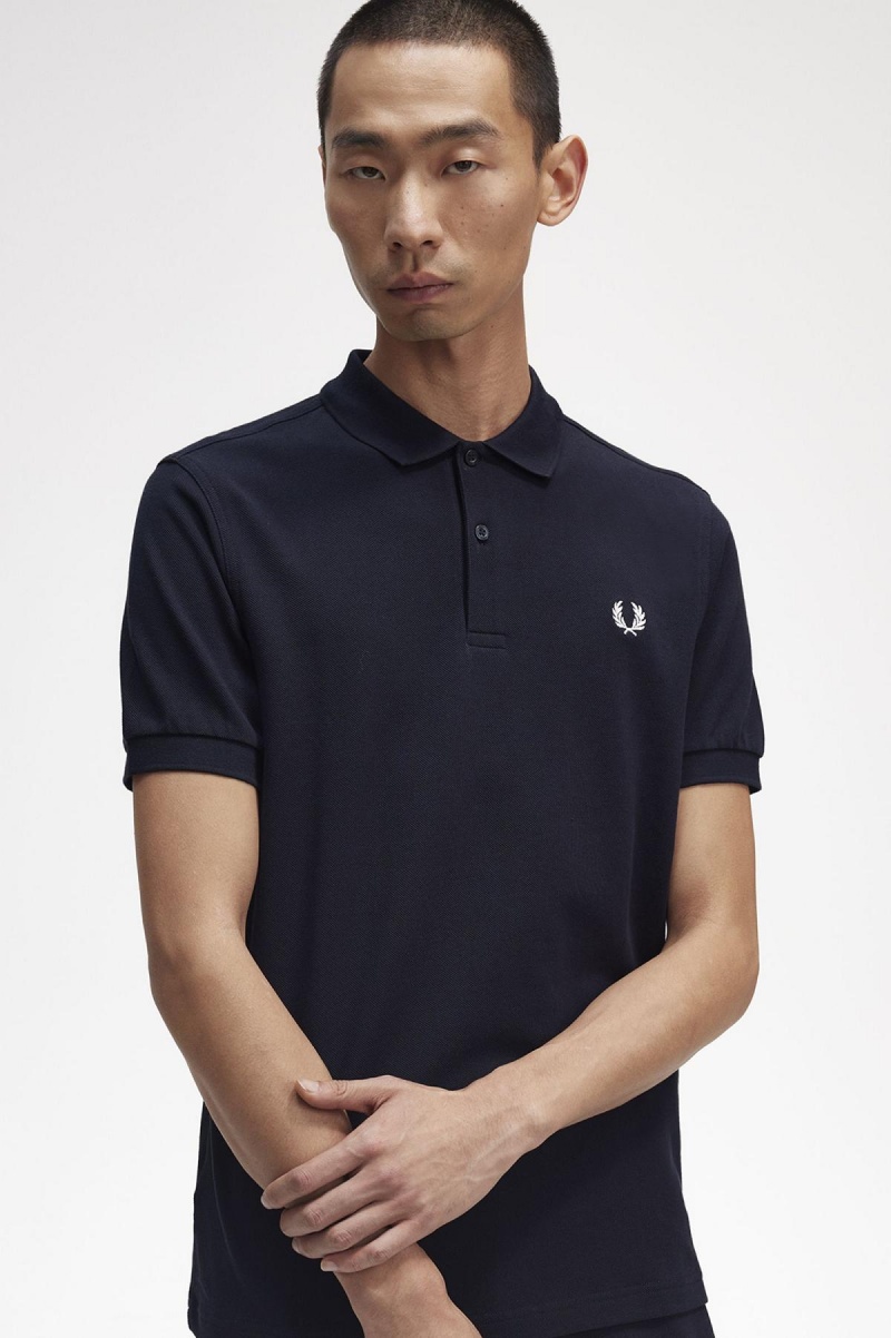 Navy / Snow White Fred Perry M6000 Men's Polo Shirts | ZSGMJ60495