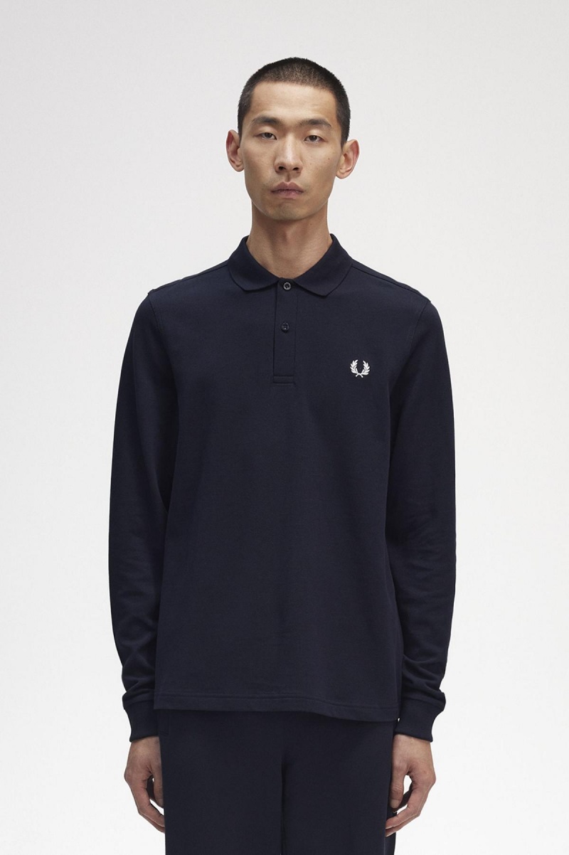 Navy / White Fred Perry M6006 Men's Fred Perry Shirt | XSGGW45451