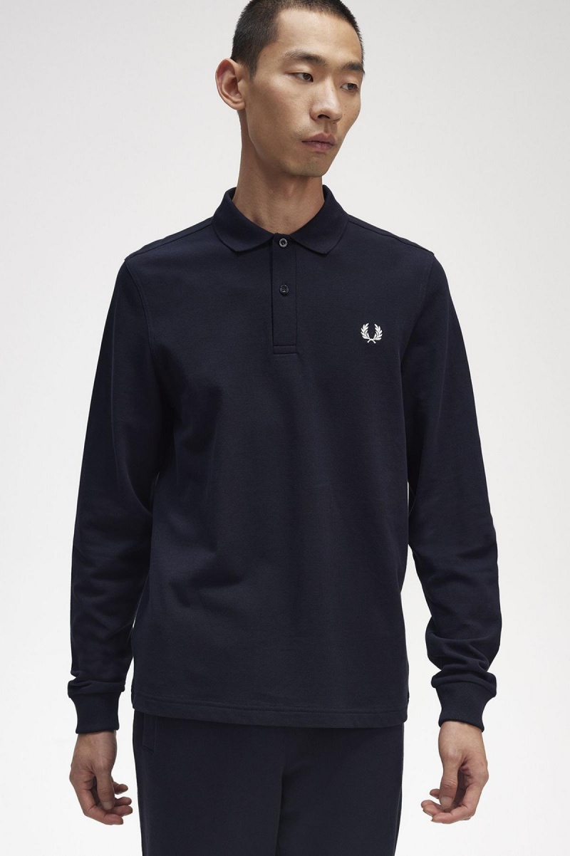 Navy / White Fred Perry M6006 Men's Polo Shirts | QSGUV85161