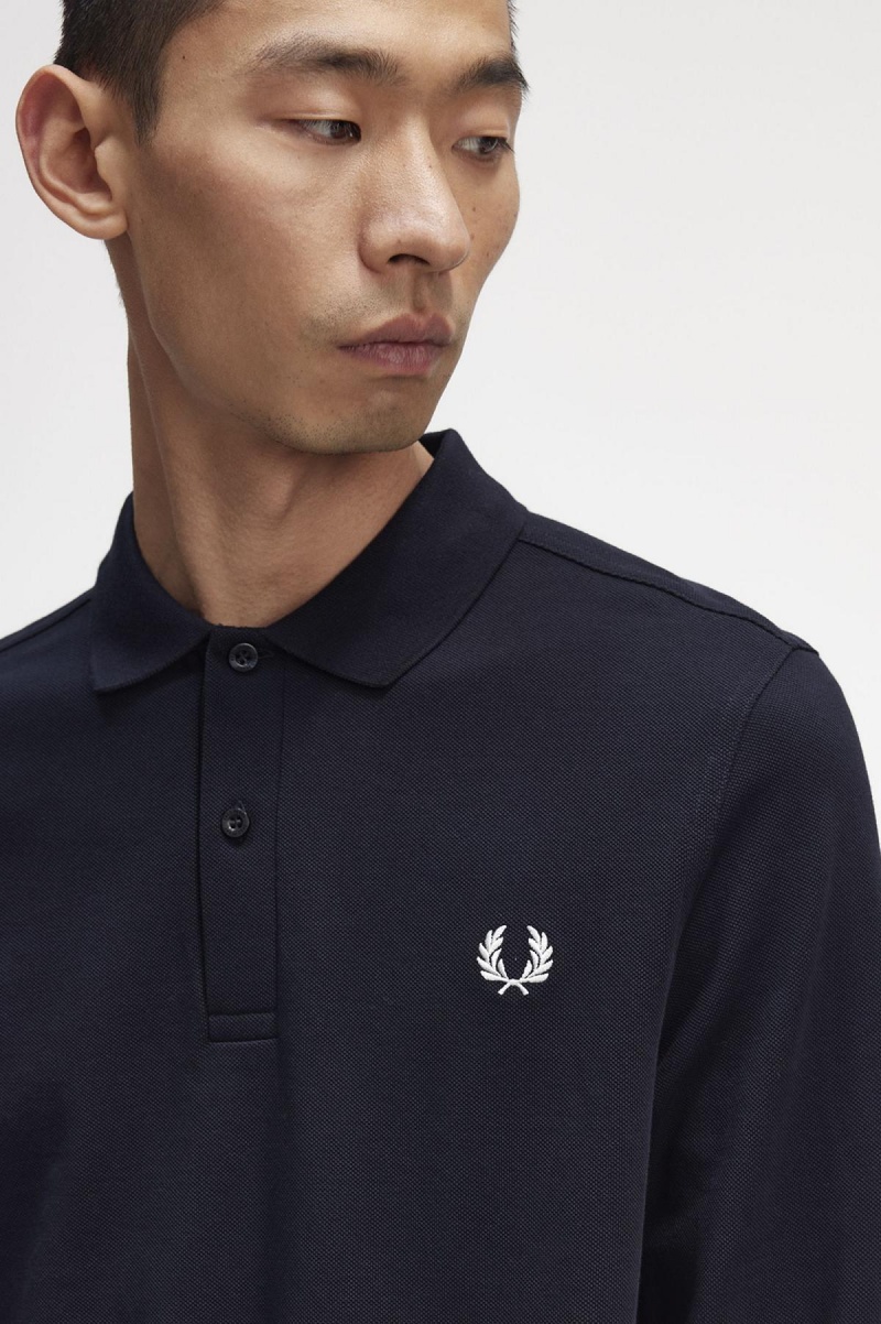 Navy / White Fred Perry M6006 Men's Polo Shirts | QSGUV85161