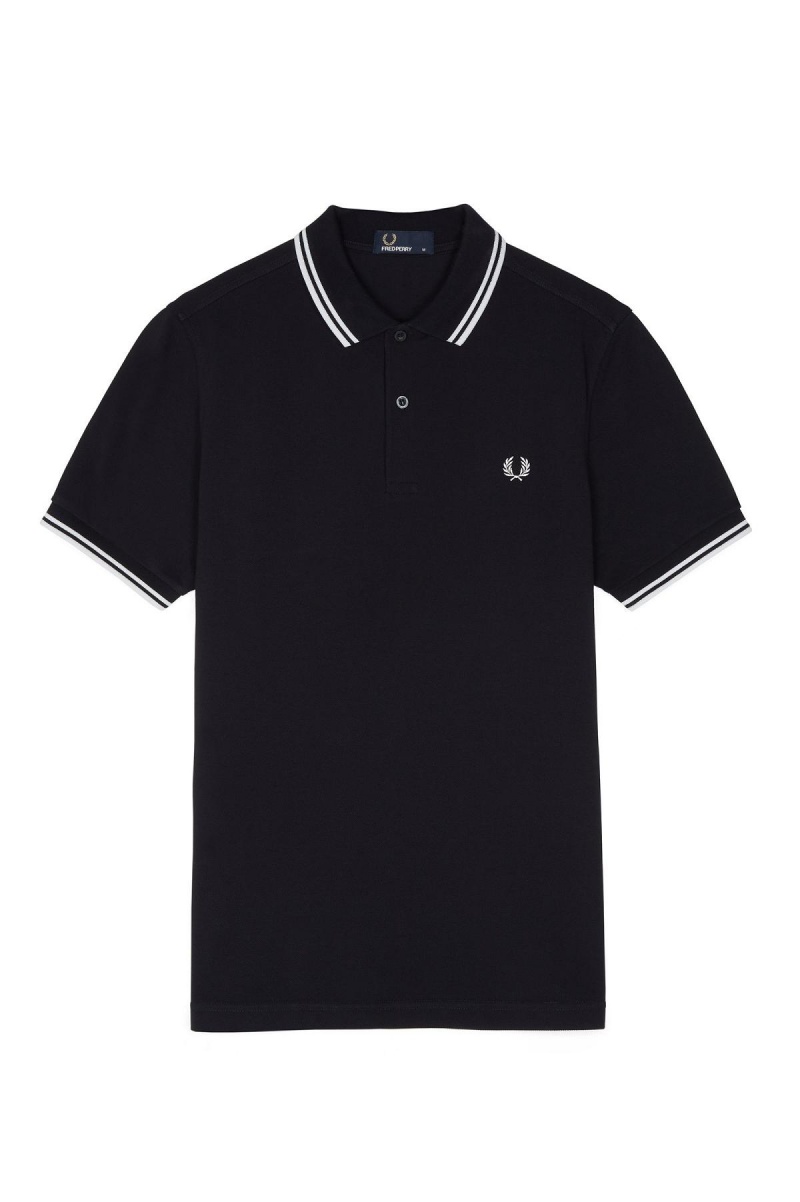 Navy / White / White Fred Perry M3600 Men's Fred Perry Shirt | BSGSD58064