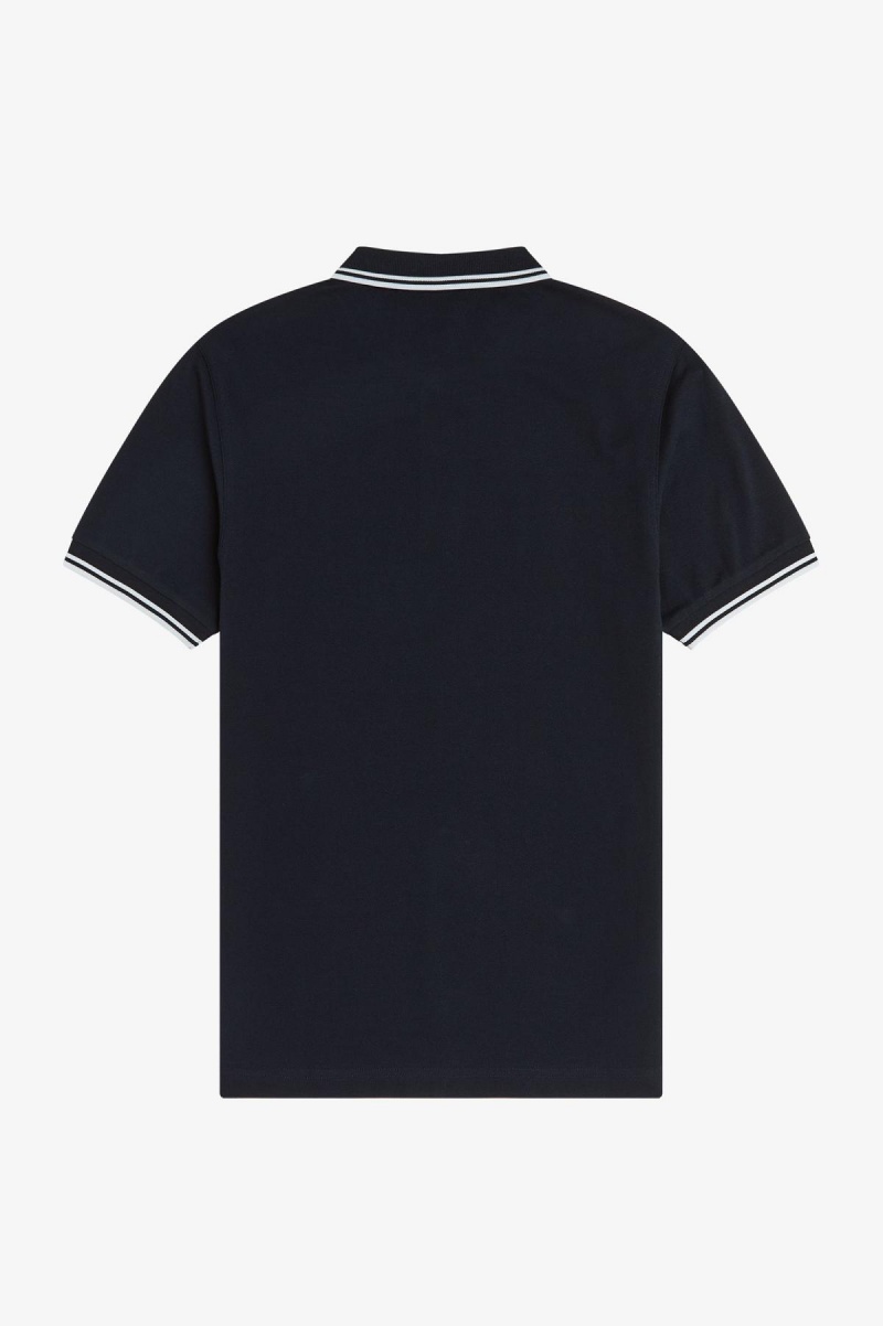 Navy / White / White Fred Perry M3600 Men's Fred Perry Shirt | BSGSD58064