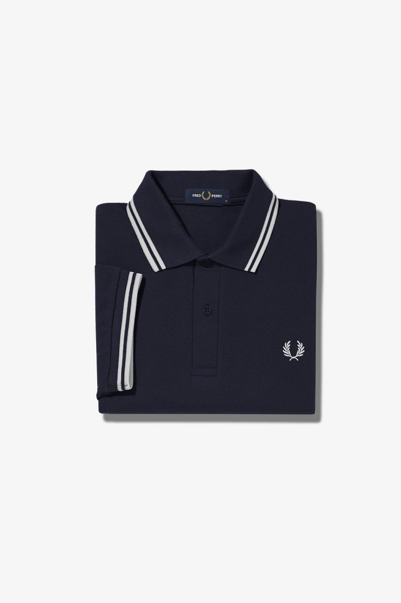 Navy / White / White Fred Perry M3600 Men\'s Fred Perry Shirt | BSGSD58064