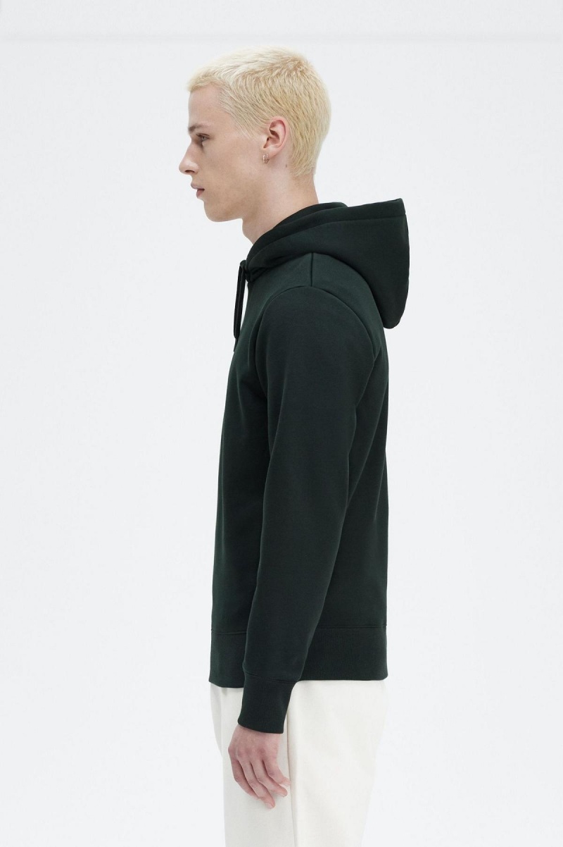 Night Green Fred Perry Embroidered Hooded Men's Sweatshirts | FSGUI27962