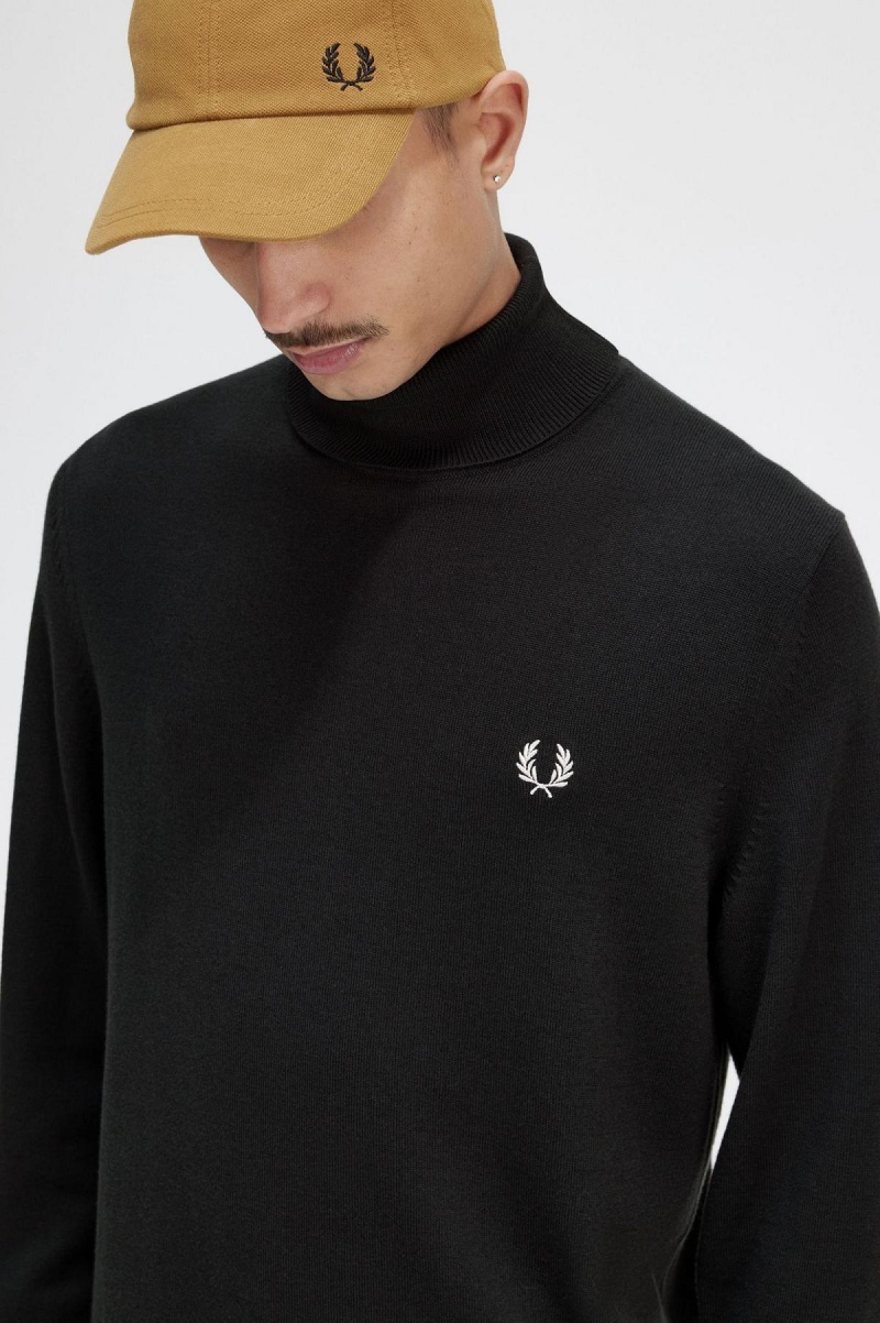 Night Green Fred Perry Roll Neck Jumper Men's Knitwear | ASGDF56124