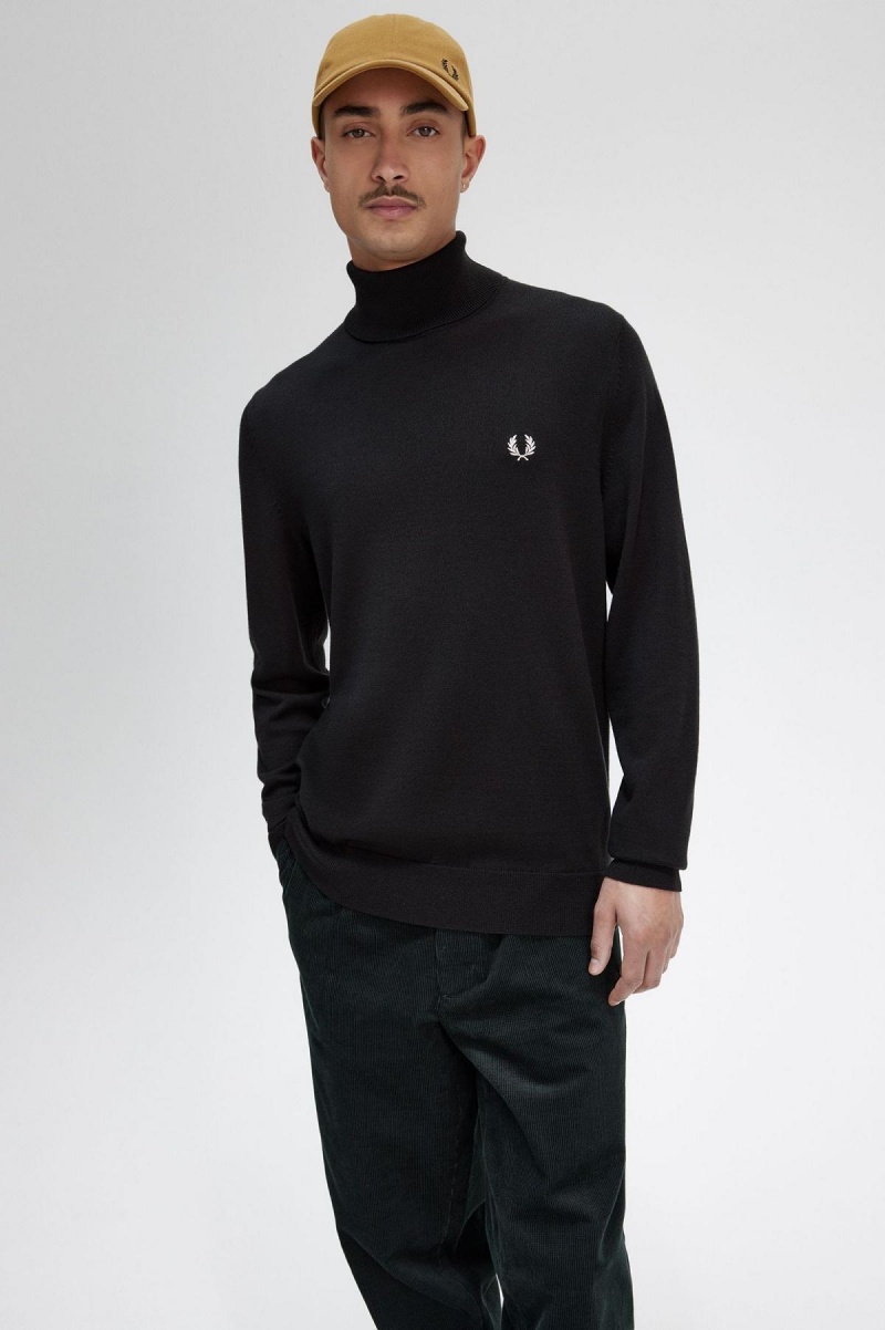 Night Green Fred Perry Roll Neck Jumper Men's Knitwear | ASGDF56124