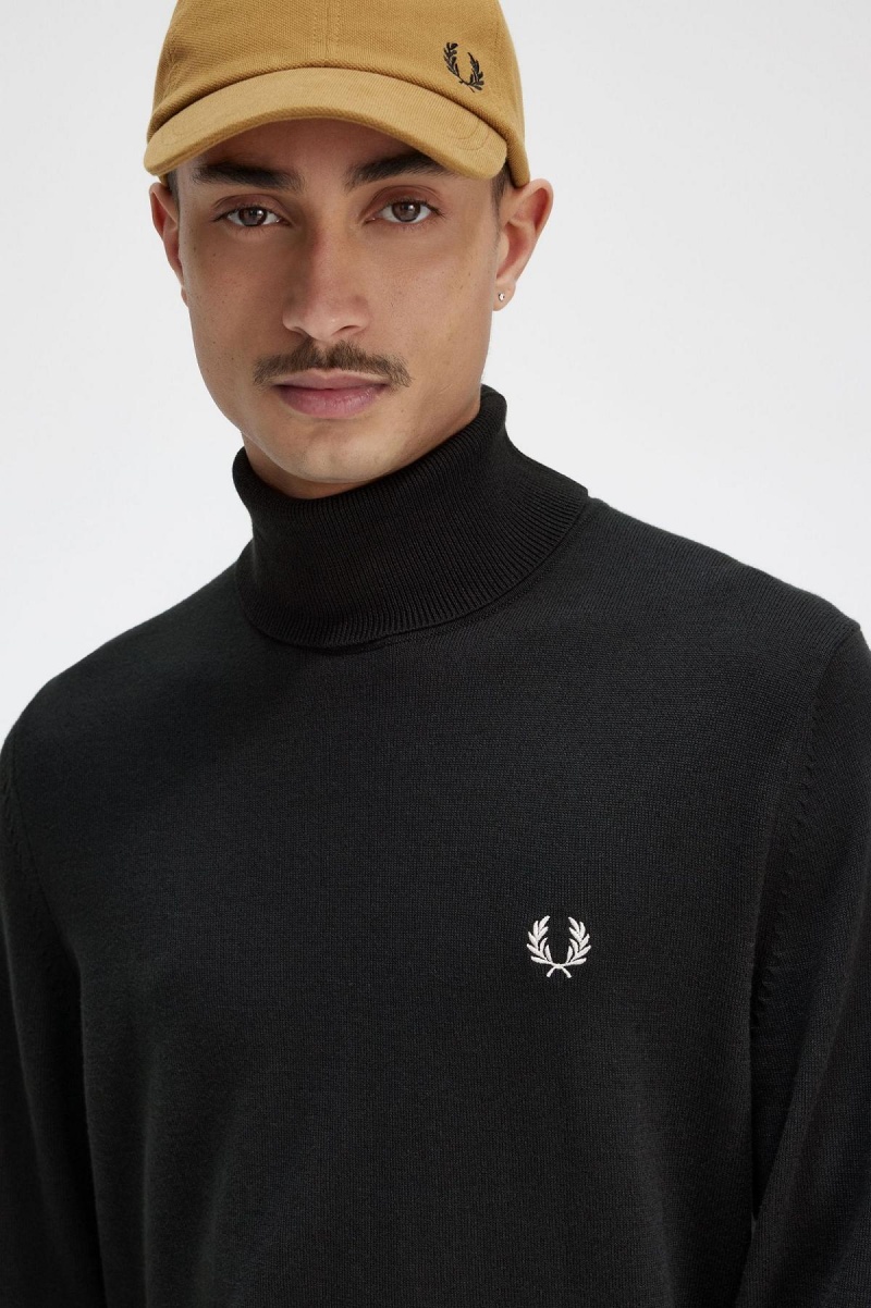 Night Green Fred Perry Roll Neck Jumper Men's Knitwear | ASGDF56124