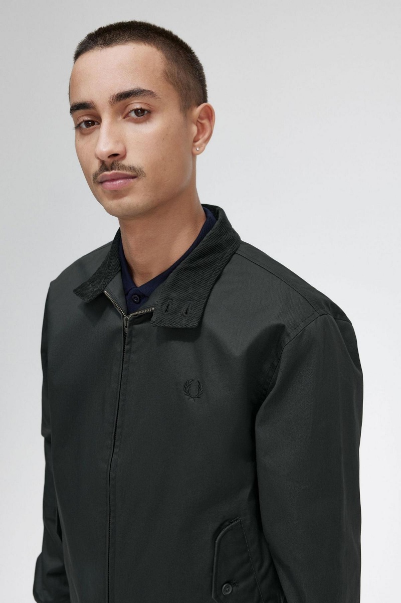 Night Green Fred Perry Waxed Cotton Men's Coats | GSGEC62318