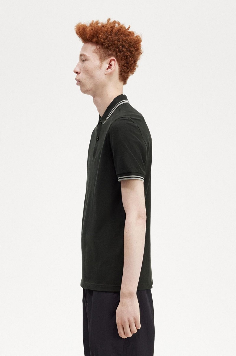 Night Green / Seagrass / Seagrass Fred Perry M3600 Men's Fred Perry Shirt | USGND17816