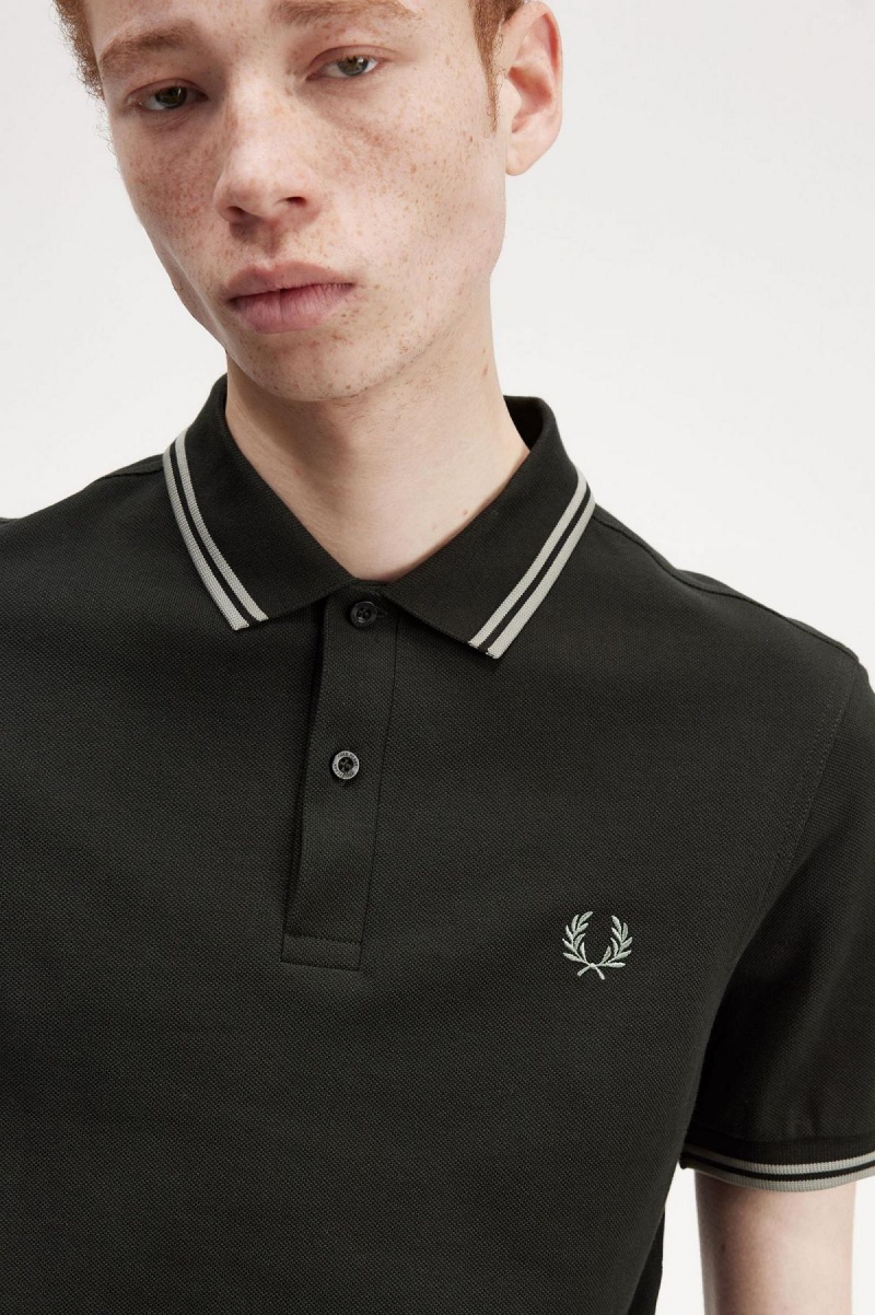 Night Green / Seagrass / Seagrass Fred Perry M3600 Men's Polo Shirts | SGIIZ47666