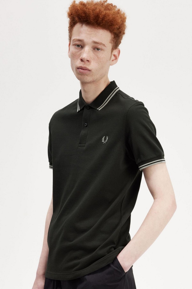 Night Green / Seagrass / Seagrass Fred Perry M3600 Men's Polo Shirts | SGIIZ47666