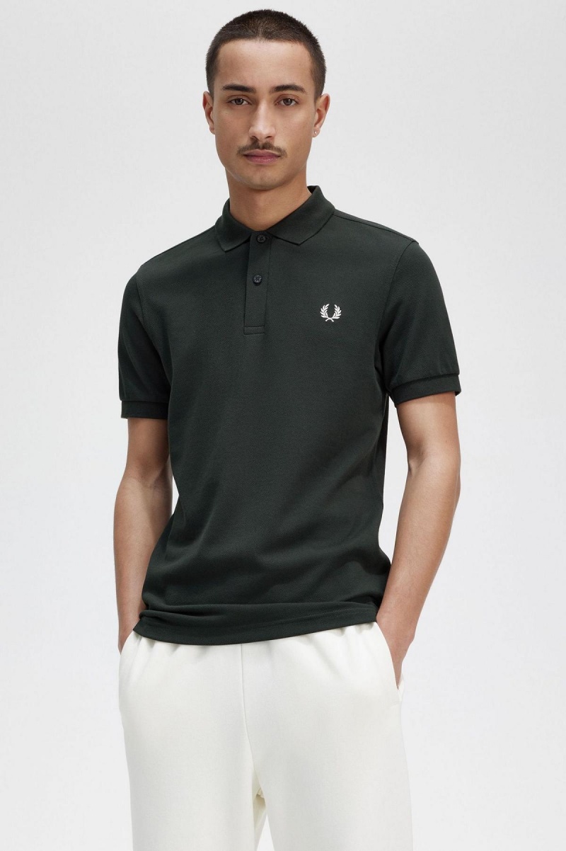 Night Green / Snow White Fred Perry M6000 Men's Polo Shirts | SGXMI63254