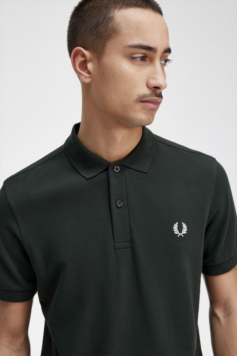 Night Green / Snow White Fred Perry M6000 Men's Polo Shirts | SGXMI63254