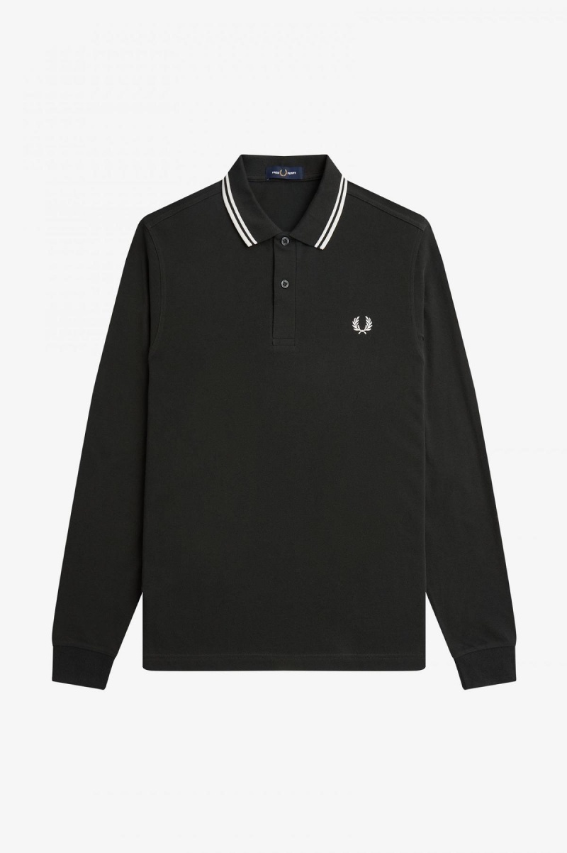 Night Green / Snow White / Snow White Fred Perry M3636 Men's Fred Perry Shirt | LSGSX65636