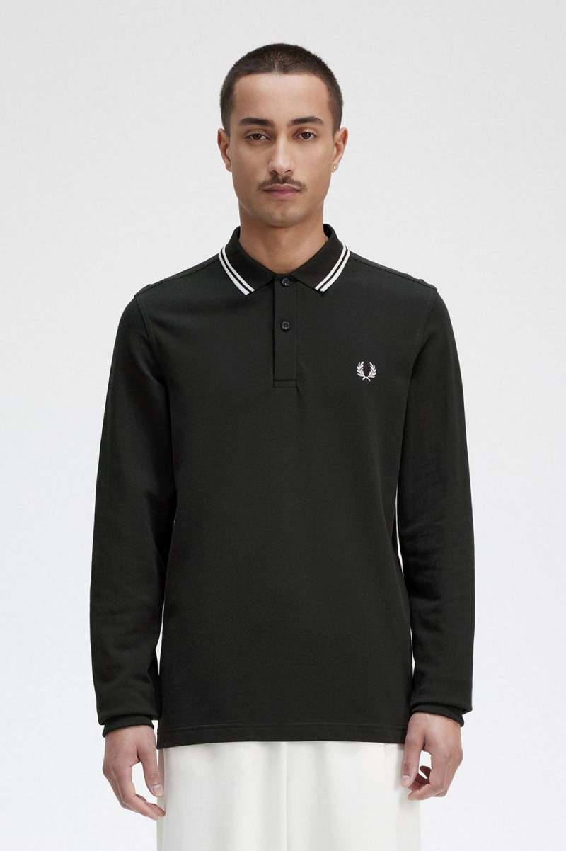 Night Green / Snow White / Snow White Fred Perry M3636 Men's Fred Perry Shirt | LSGSX65636