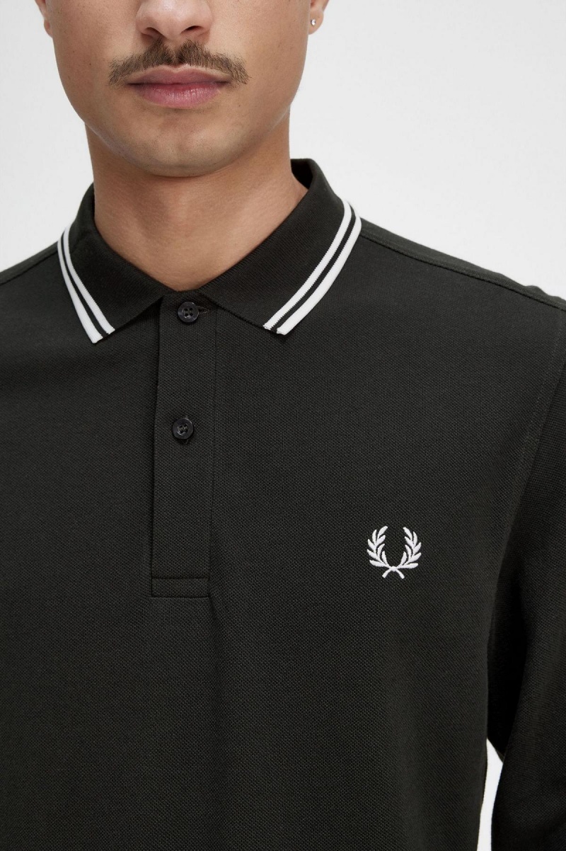 Night Green / Snow White / Snow White Fred Perry M3636 Men's Polo Shirts | SGQAV24991