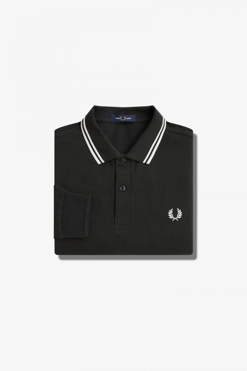 Night Green / Snow White / Snow White Fred Perry M3636 Men's Polo Shirts | SGQAV24991