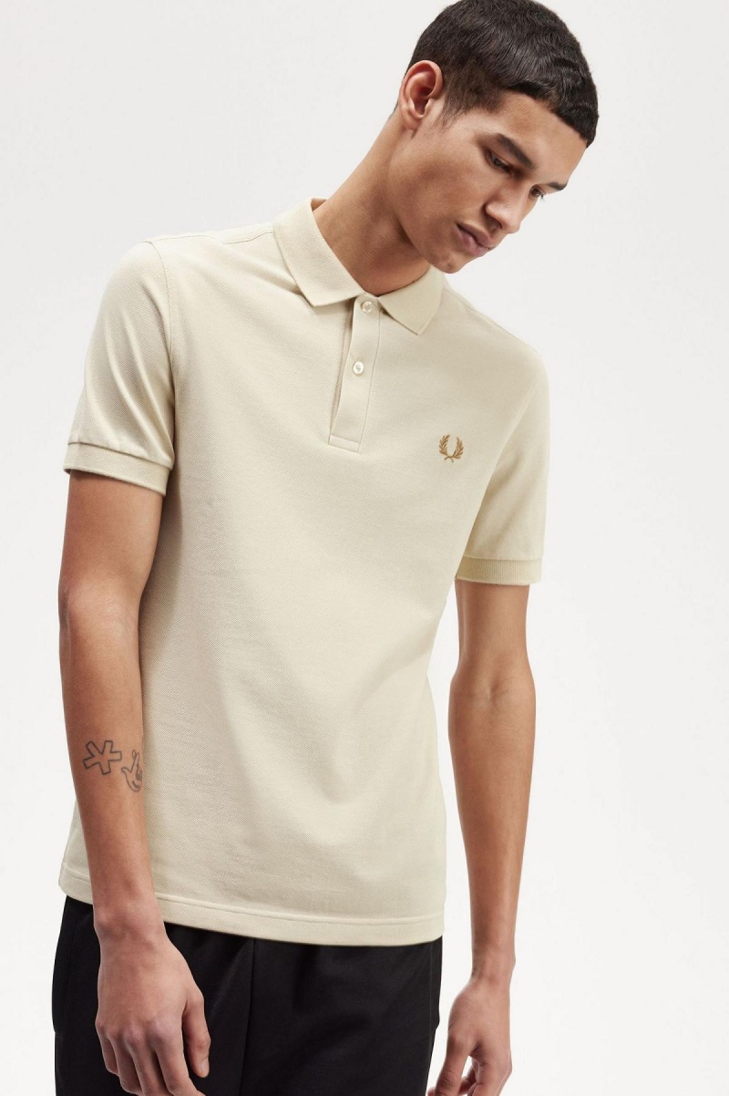 Oatmeal / Dark Caramel Fred Perry M6000 Men's Polo Shirts | SGCVG74061