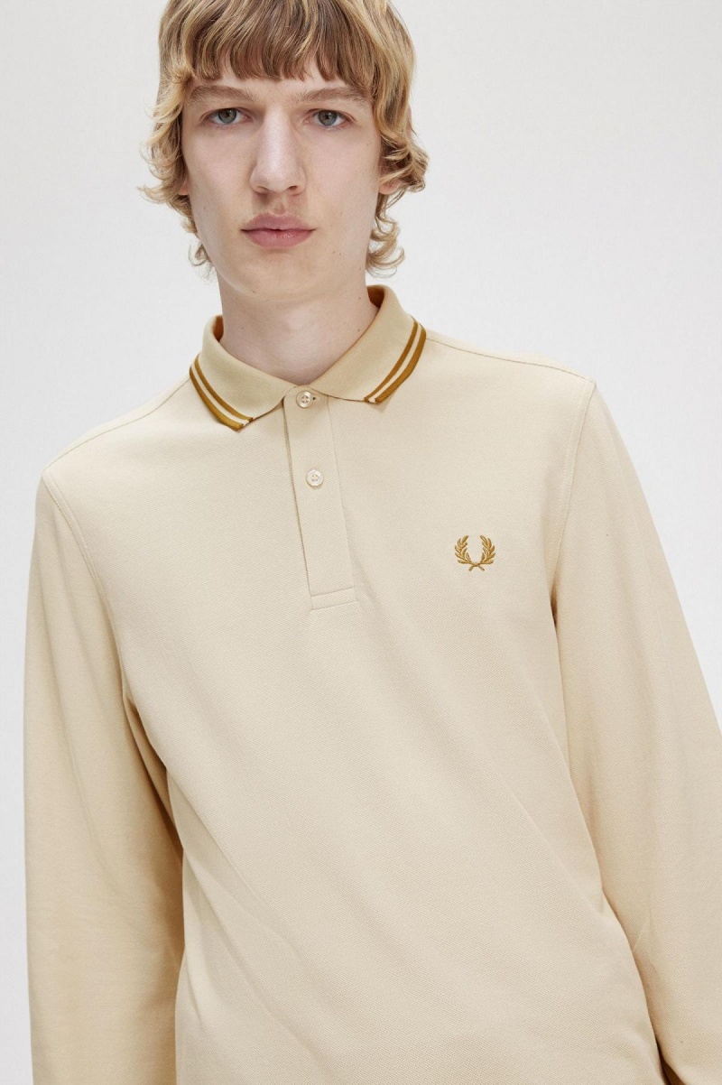 Oatmeal / Dark Caramel / Dark Caramel Fred Perry M3636 Men's Polo Shirts | SGZPD94660