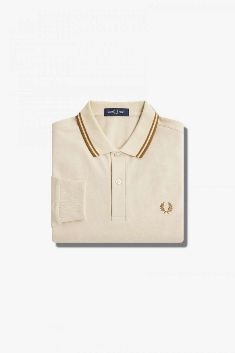 Oatmeal / Dark Caramel / Dark Caramel Fred Perry M3636 Men's Polo Shirts | SGZPD94660