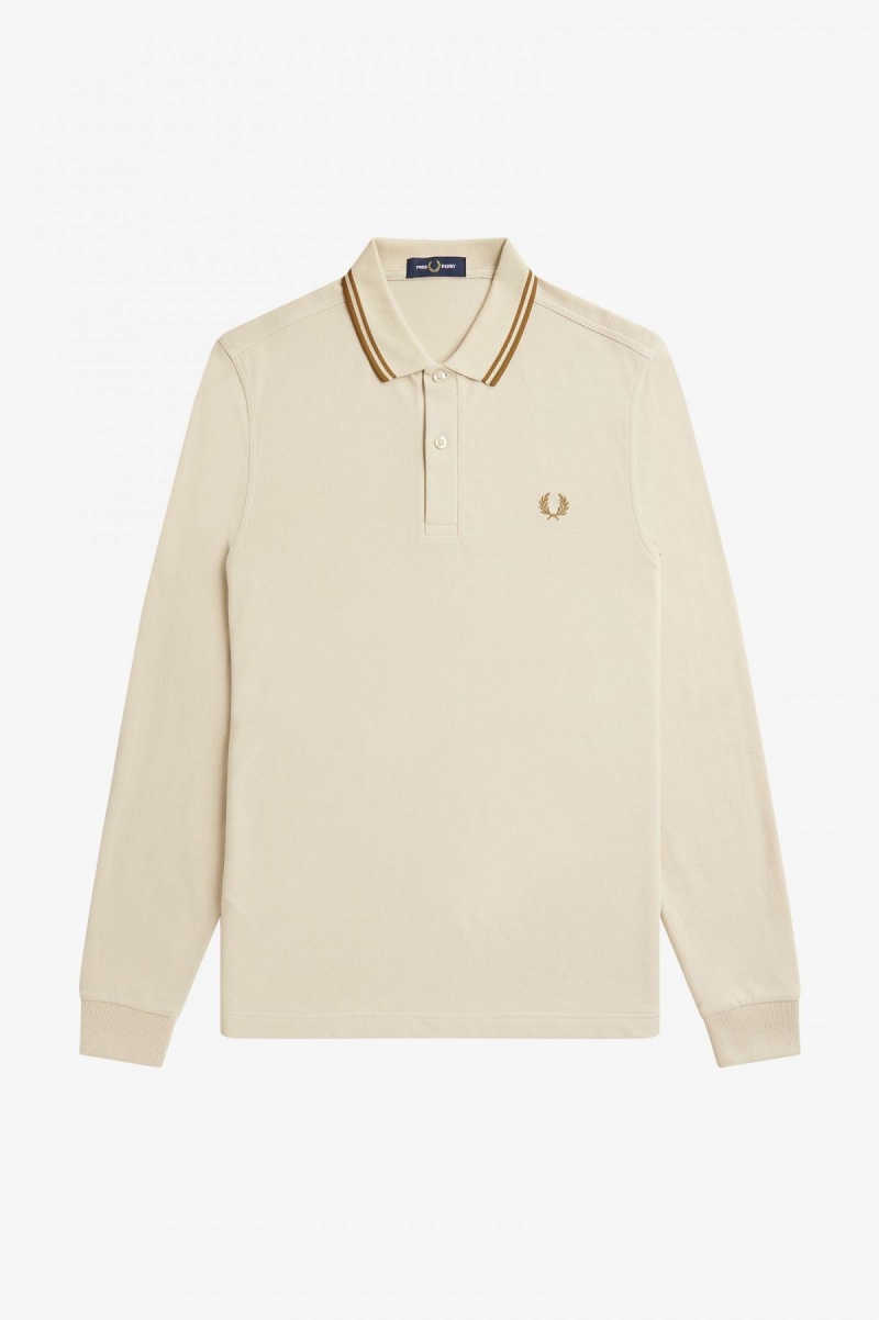 Oatmeal / Dark Caramel / Dark Caramel Fred Perry M3636 Men's Fred Perry Shirt | SGEGJ16613