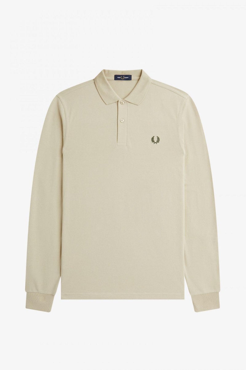 Oatmeal / Field Green Fred Perry M6006 Men's Fred Perry Shirt | USGND58830