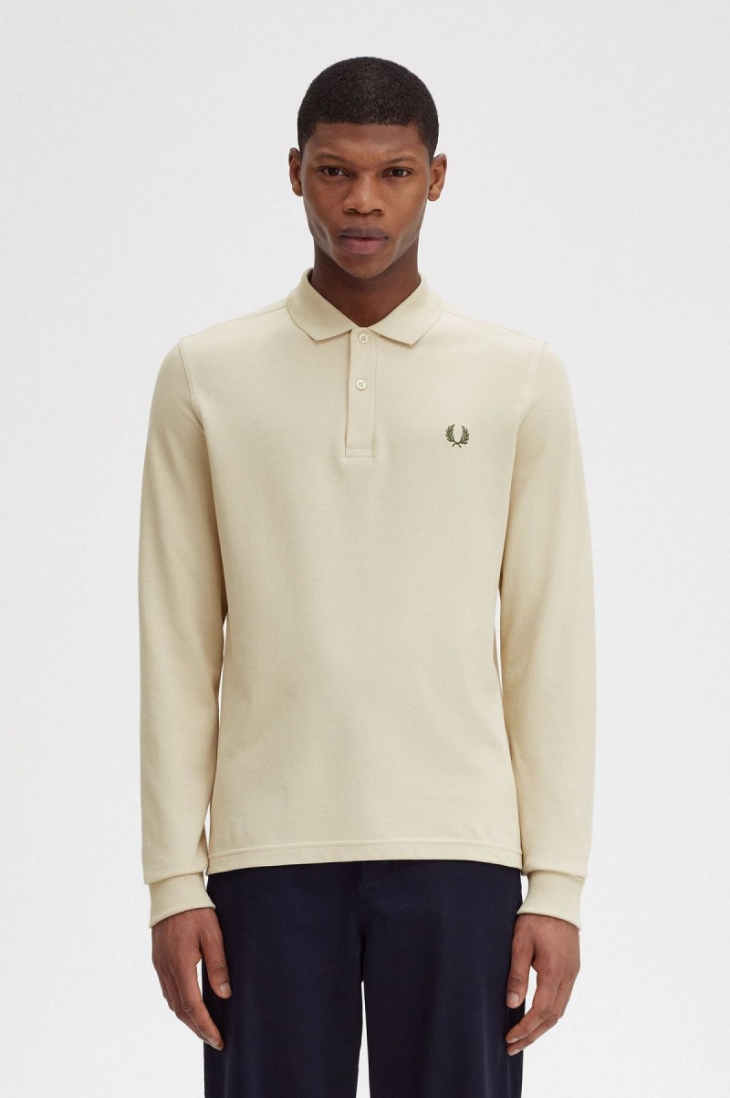 Oatmeal / Field Green Fred Perry M6006 Men's Fred Perry Shirt | USGND58830