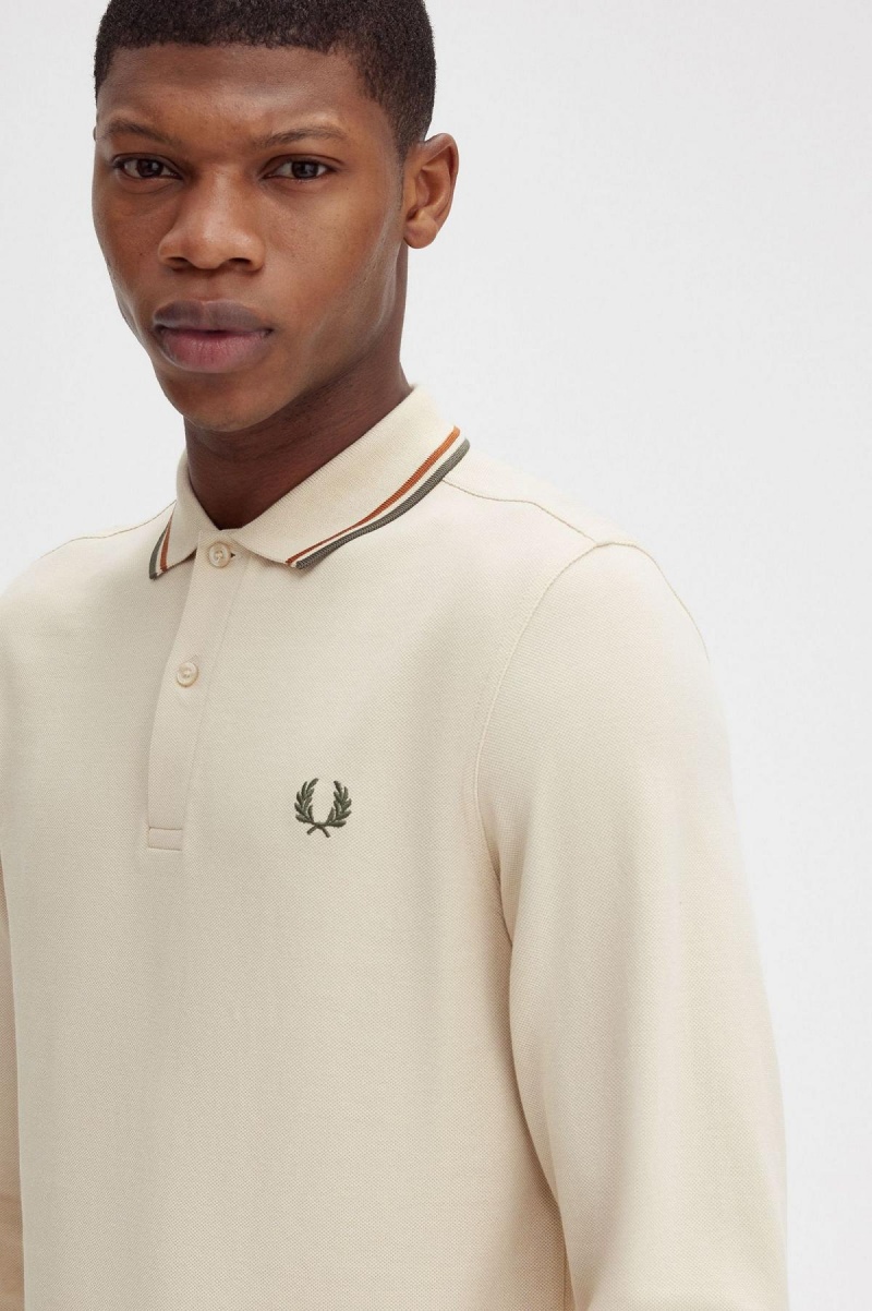 Oatmeal / Nut Flake / Field Green Fred Perry M3636 Men's Polo Shirts | SGEAH88151