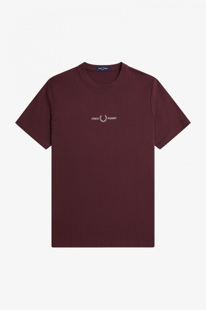 Oxblood Fred Perry Embroidered Men's T Shirts | USGTG13265