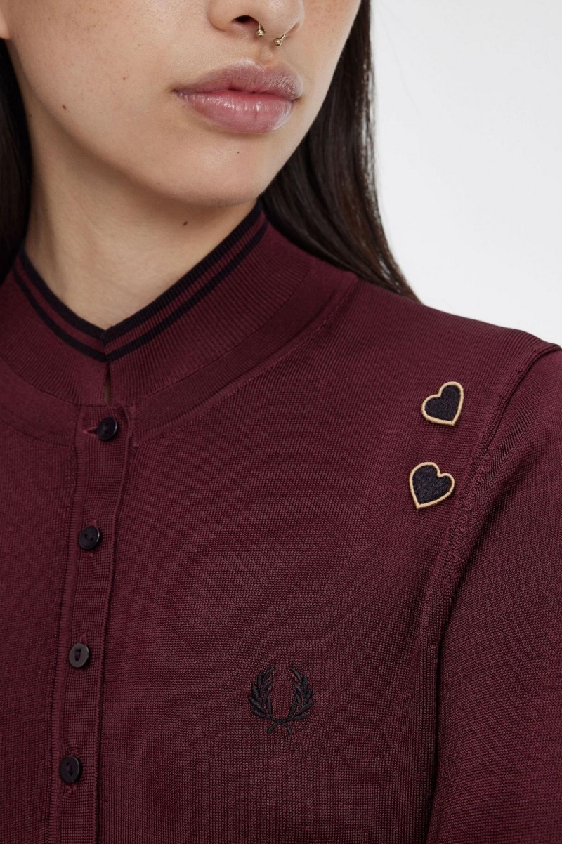 Oxblood Fred Perry Knitted Shirt Women's Knitwear | BSGSD35422