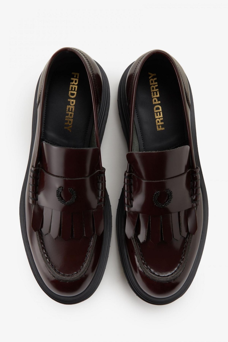 Oxblood Fred Perry Leather Loafer Men's Shoes | BSGSD30864