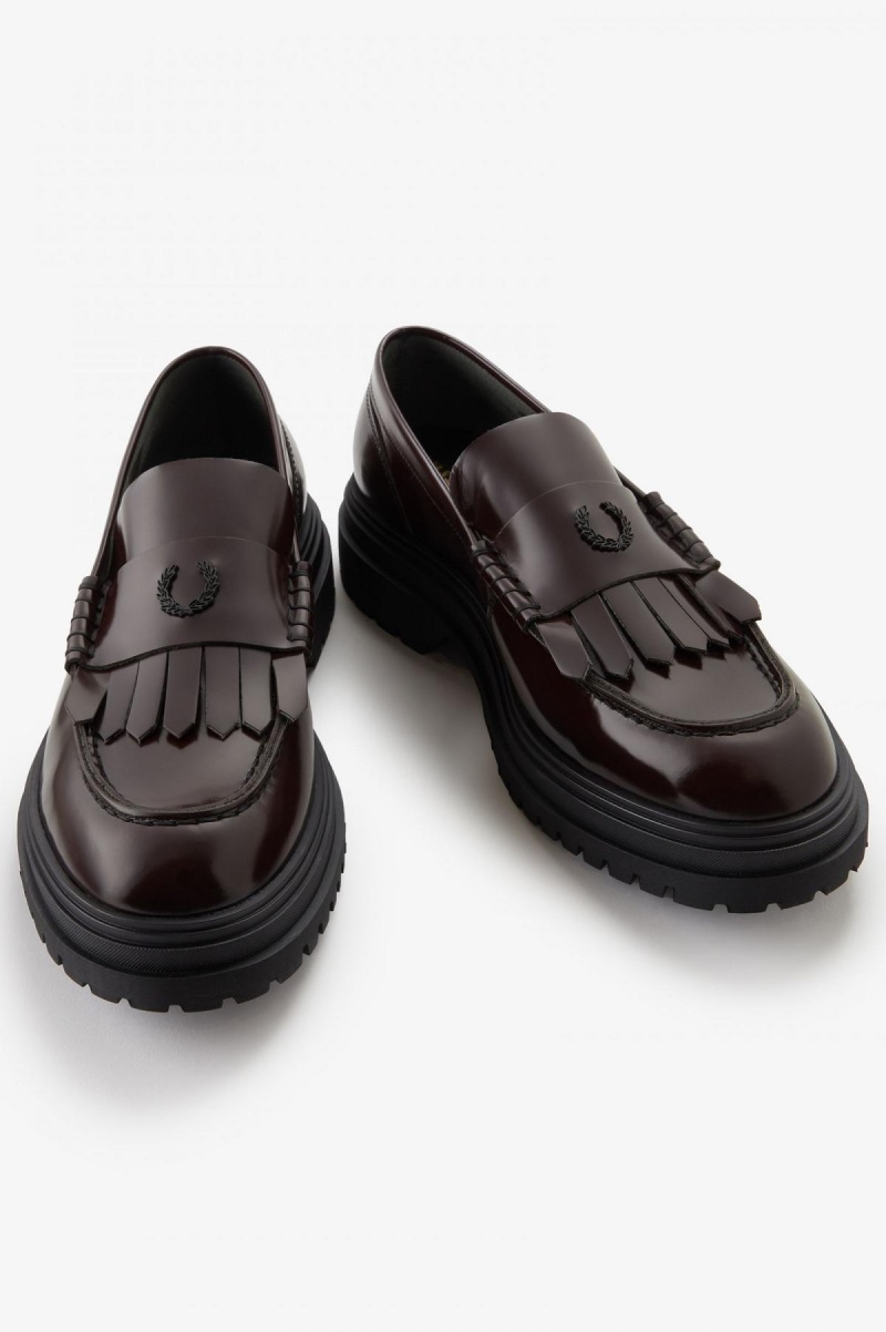 Oxblood Fred Perry Leather Loafer Men's Shoes | BSGSD30864