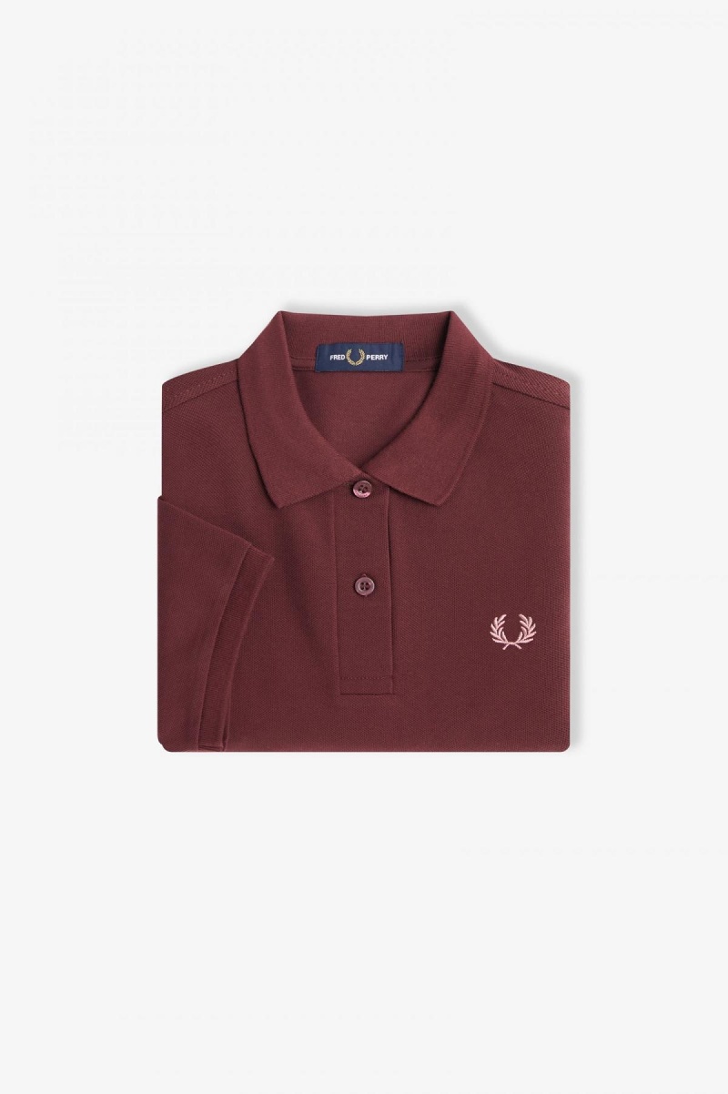 Oxblood / Dusty Rose Pink Fred Perry G6000 Women\'s Fred Perry Shirt | ZSGNQ58947