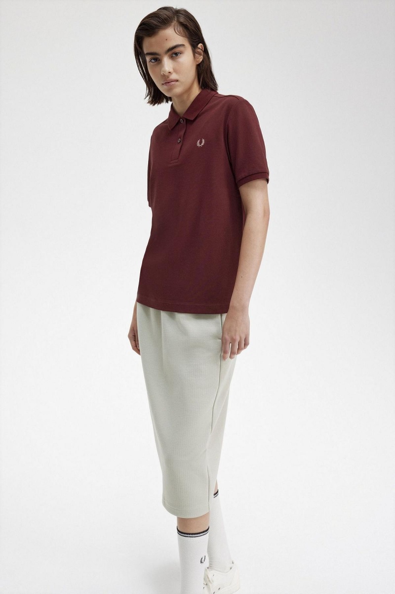 Oxblood / Dusty Rose Pink Fred Perry G6000 Women's T Shirts | SGJVR33653