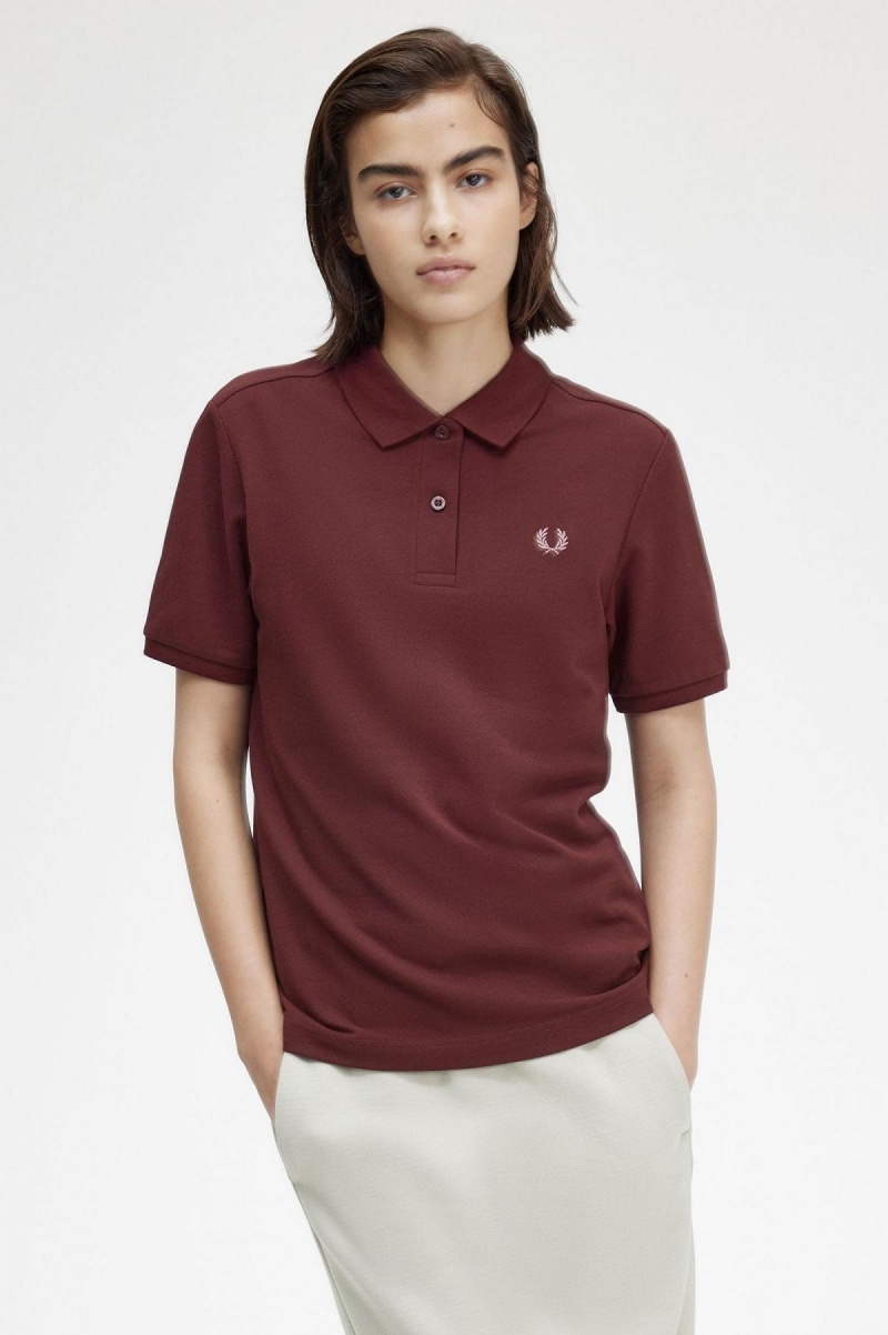 Oxblood / Dusty Rose Pink Fred Perry G6000 Women's T Shirts | SGJVR33653