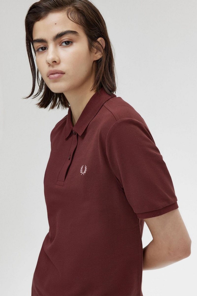 Oxblood / Dusty Rose Pink Fred Perry G6000 Women's T Shirts | SGJVR33653