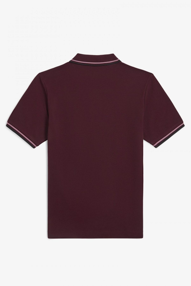 Oxblood / Dusty Rose Pink / Black Fred Perry G3600 Women's Fred Perry Shirt | XSGBH12988