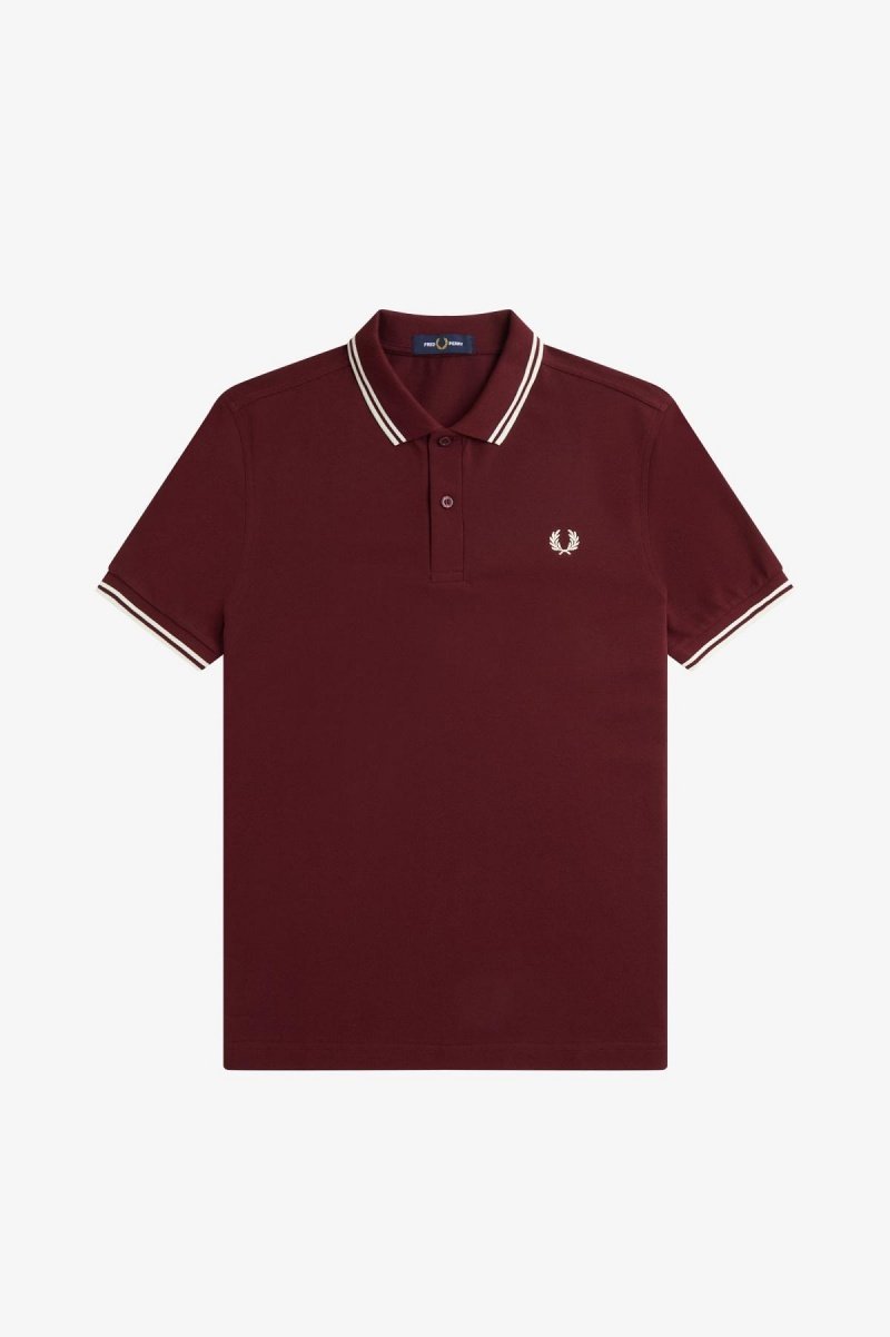 Oxblood / Ecru / Ecru Fred Perry M3600 Men's Fred Perry Shirt | PSGER25137